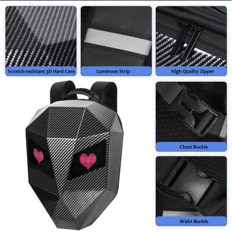 Sac à dos LED connecté pour moto