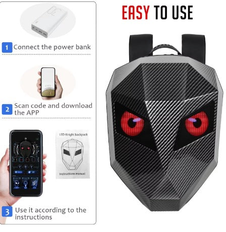 Sac à dos LED connecté pour moto